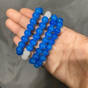 4 bracelet bundle blue and white/clear